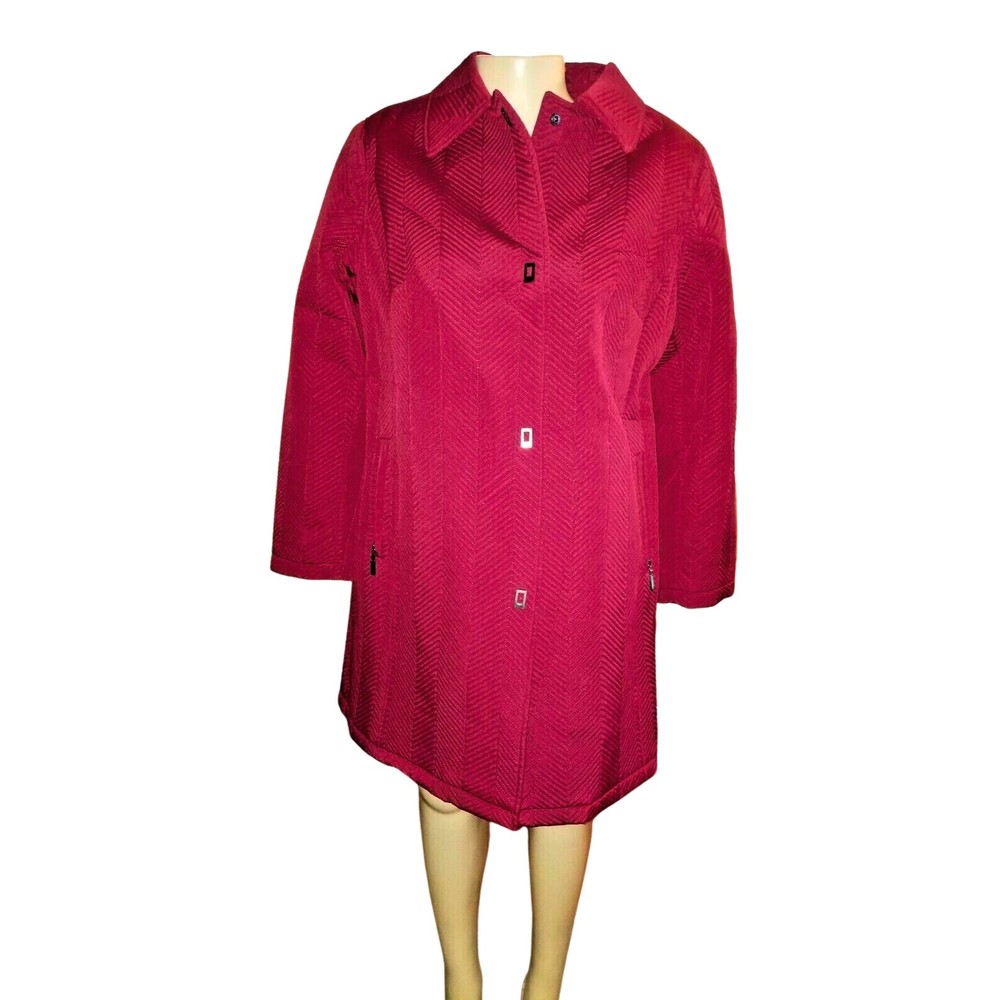 Women’s Avenue Cranberry Burgundy Quilted Long Jacket Size 18/20 NEW
